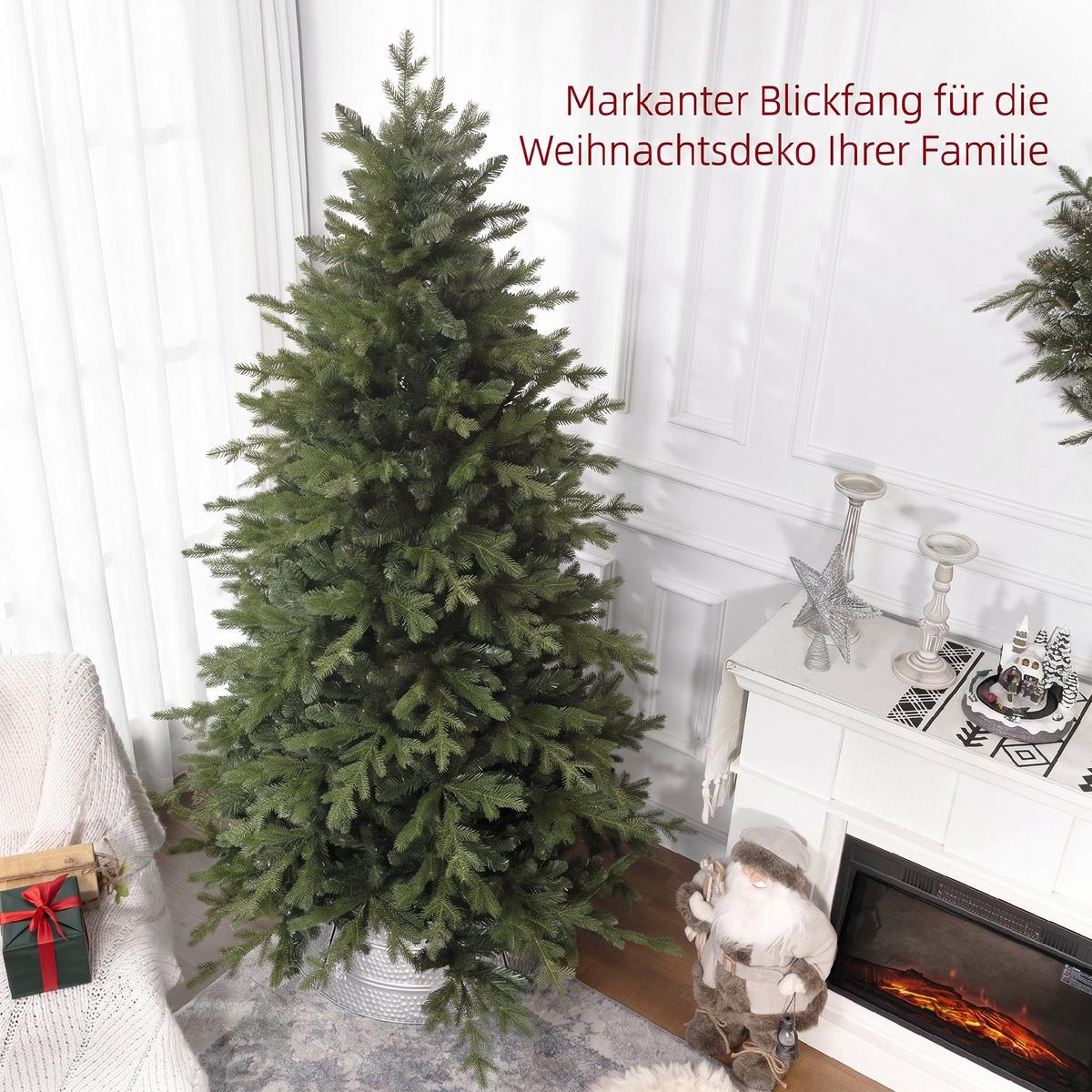 KÜNSTLICHER-WEIHNACHTSBAUM Kunststoff Metall Grün - Grün, Kunststoff (210cm) - HOMCOM