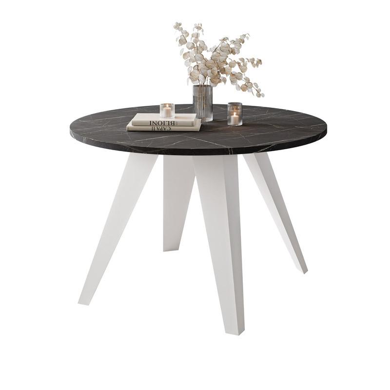 COUCHTISCH FERRO 75/50 cm runden, Weiß / Grigia Pietra (Steingrau) - Weiß/Grau, Metall (75/75/50cm) - Idohome