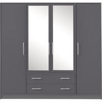 DREHTÜRENSCHRANK VANO 200/190/56cm 4-türig Anthrazit - Anthrazit, Holzwerkstoff (200/190/56cm) - MASSENO