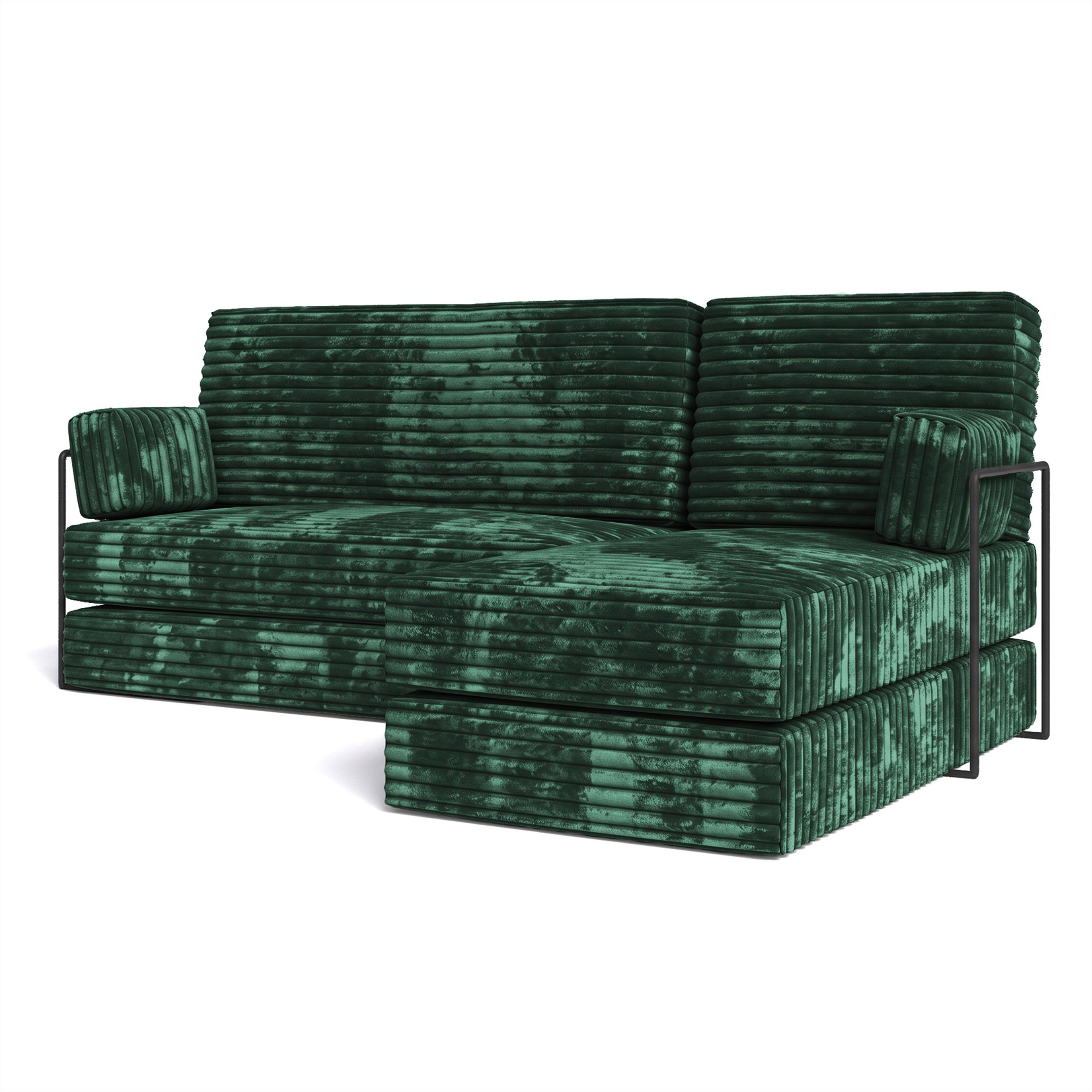 ECKSOFA NOTIA modulares Boneless Sofa mit Schlaffunktion Grün Kordstoff - Grün, Textil (200/120cm) - MASSENO