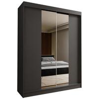 SCHWEBETÜRENSCHRANK LUCENZA 160/216/61 cm 2-türig mit Spiegel Grau - Grau, Holzwerkstoff (160/216/61cm) - MASSENO
