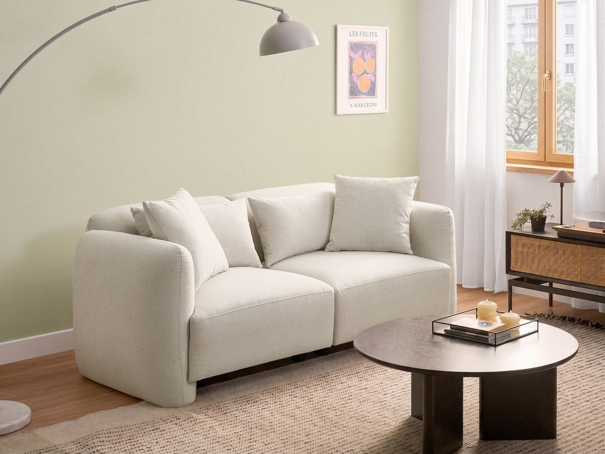 3-SITZER-SOFA Stoff Cremeweiß Ekenes - Creme, Textil (182/72/90cm) - Beliani