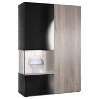 VITRINE Morena Tür und Einsatz in Eiche Nordic - Silbereichenfarben, Holzwerkstoff (91.5/136.5/37cm) - Vladon