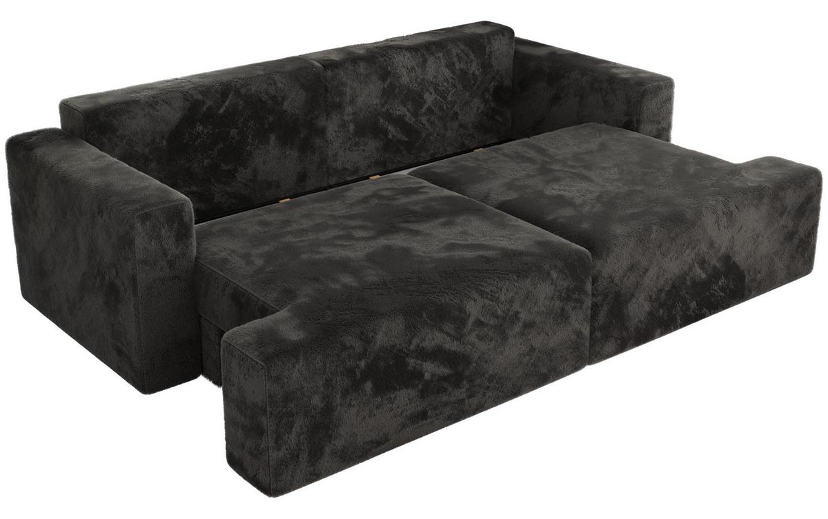 4-SITZER SOFA VIRELLA Dunkelgrau Plüsch - Dunkelgrau/Schwarz, Kunststoff/Textil (240/88/115cm) - MKS