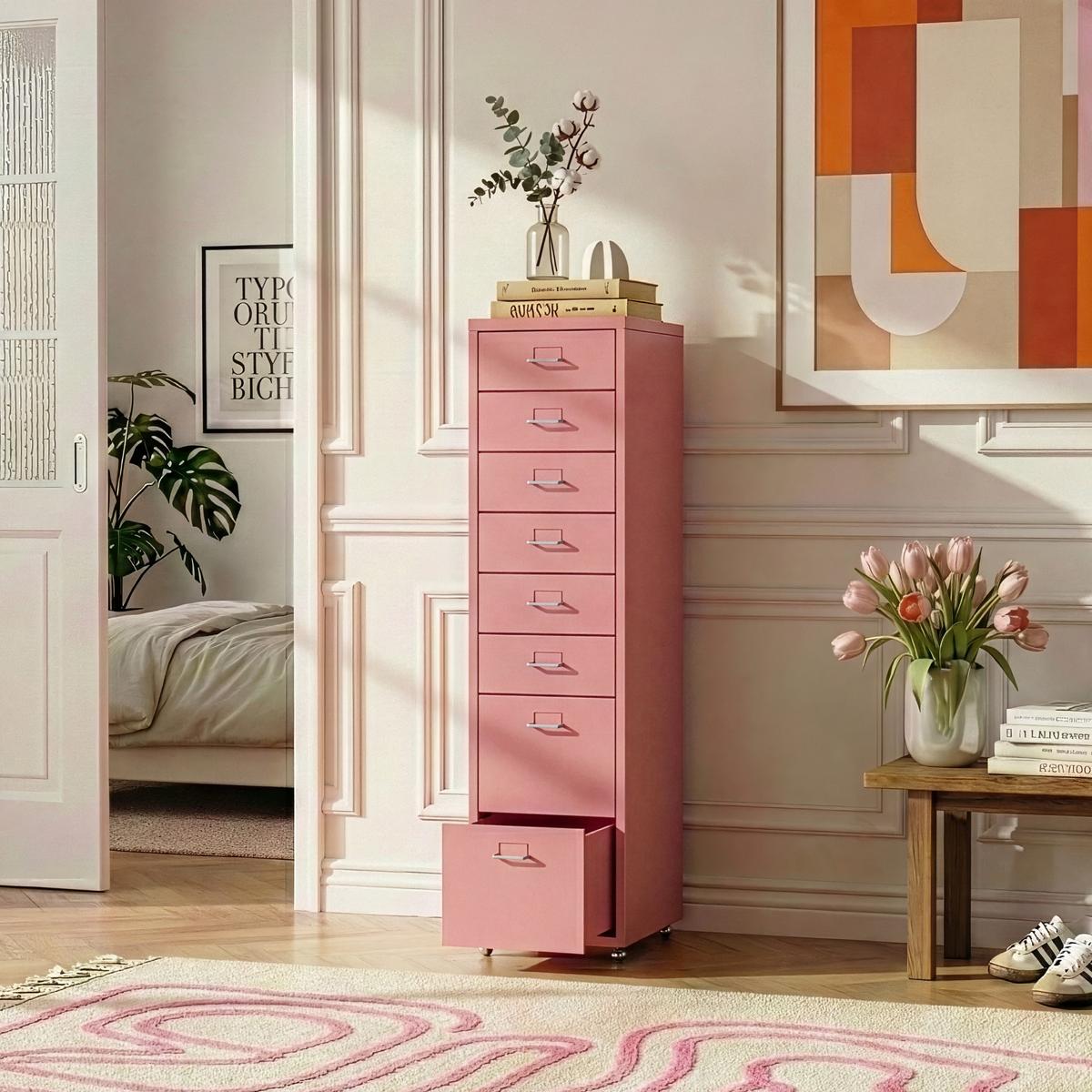 ROLLCONTAINER Kökar - Pink, Metall (28/109/41cm) - [en.casa]