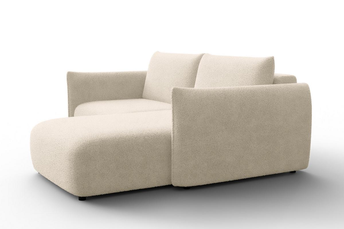ECKSOFA TAUER 3-Sitzer RECHTS, Bouclé-Stoff ecru - Ecru/Schwarz, Holz/Textil (206/173cm) - Courtois Laville