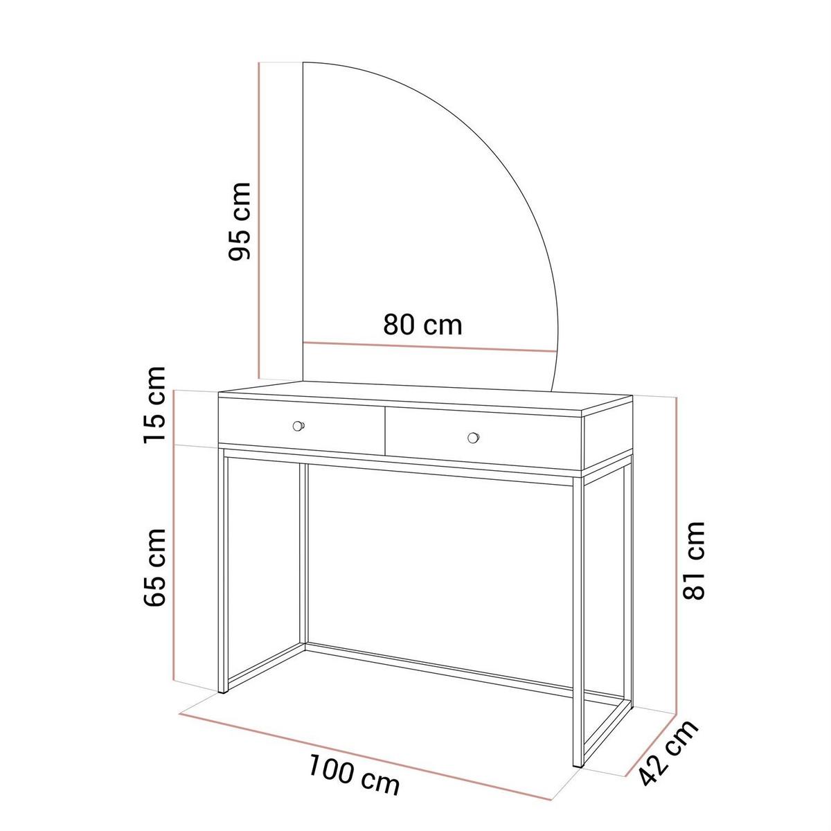 SCHMINKTISCH QUINNIE KASCHMIR mit LED-Spiegel gold Chrom rechts gold Griff - Kaschmir/Goldfarben, Holzwerkstoff (100/175/42cm) - Lookway