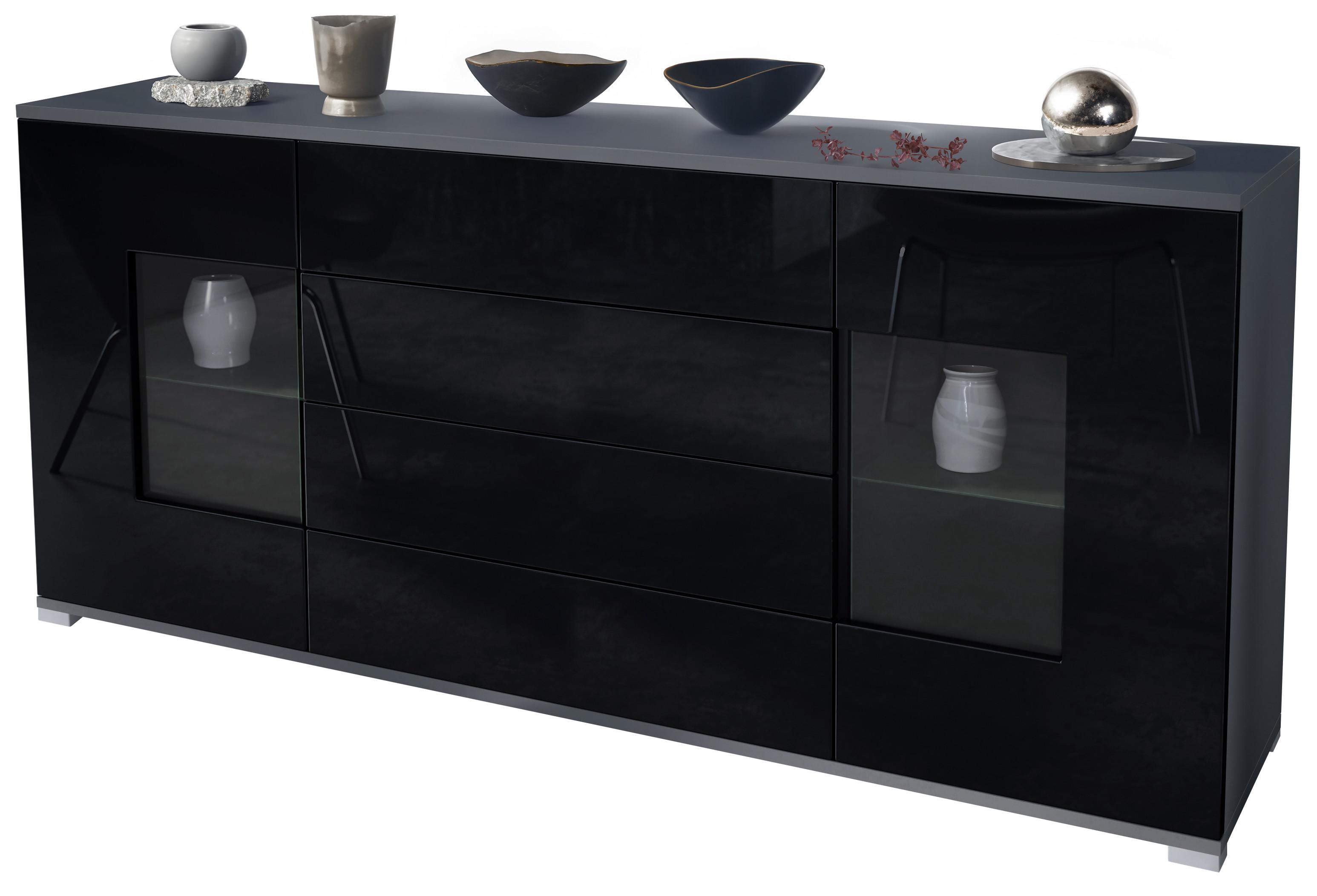 SIDEBOARD Grömitz Schwarz Hochglanz - Schwarz Hochglanz, Holzwerkstoff (166.5/75.5/35cm) - Vladon