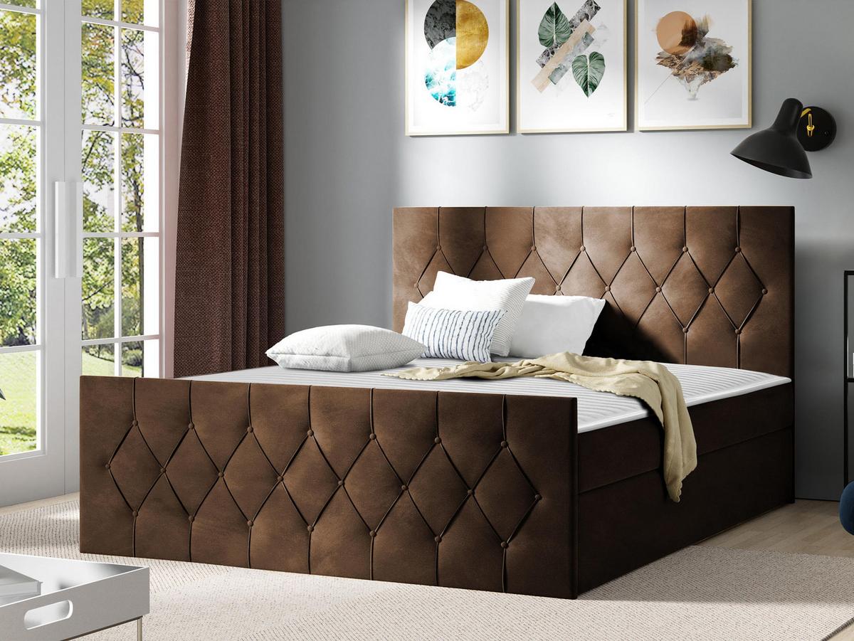 BOXBETT Sky Lux - H3 - Braun, Holz (160/200cm) - MIRJAN24