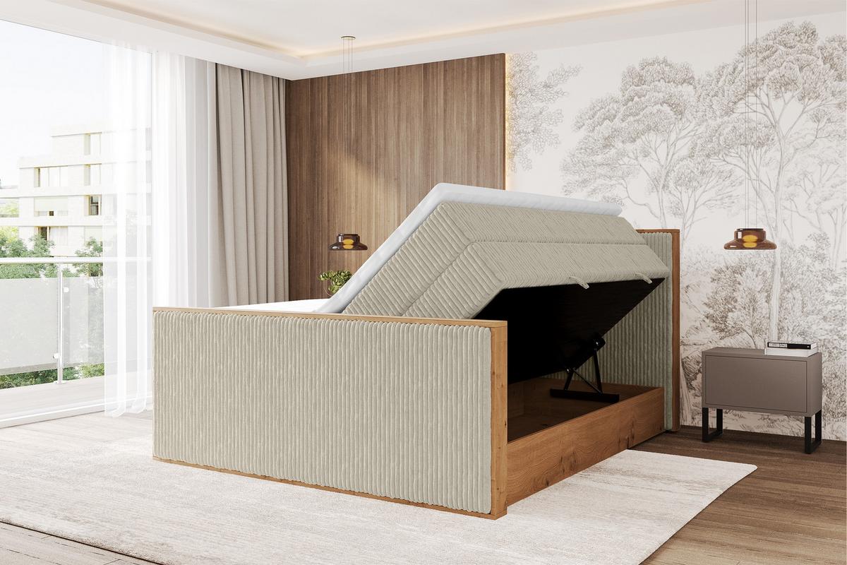 BOXSPRINGBETT LOLLI9 -Z-KING 120x200 - H3/H4 Creme - Beige, Holzwerkstoff (120/200cm) - ALTDECOR