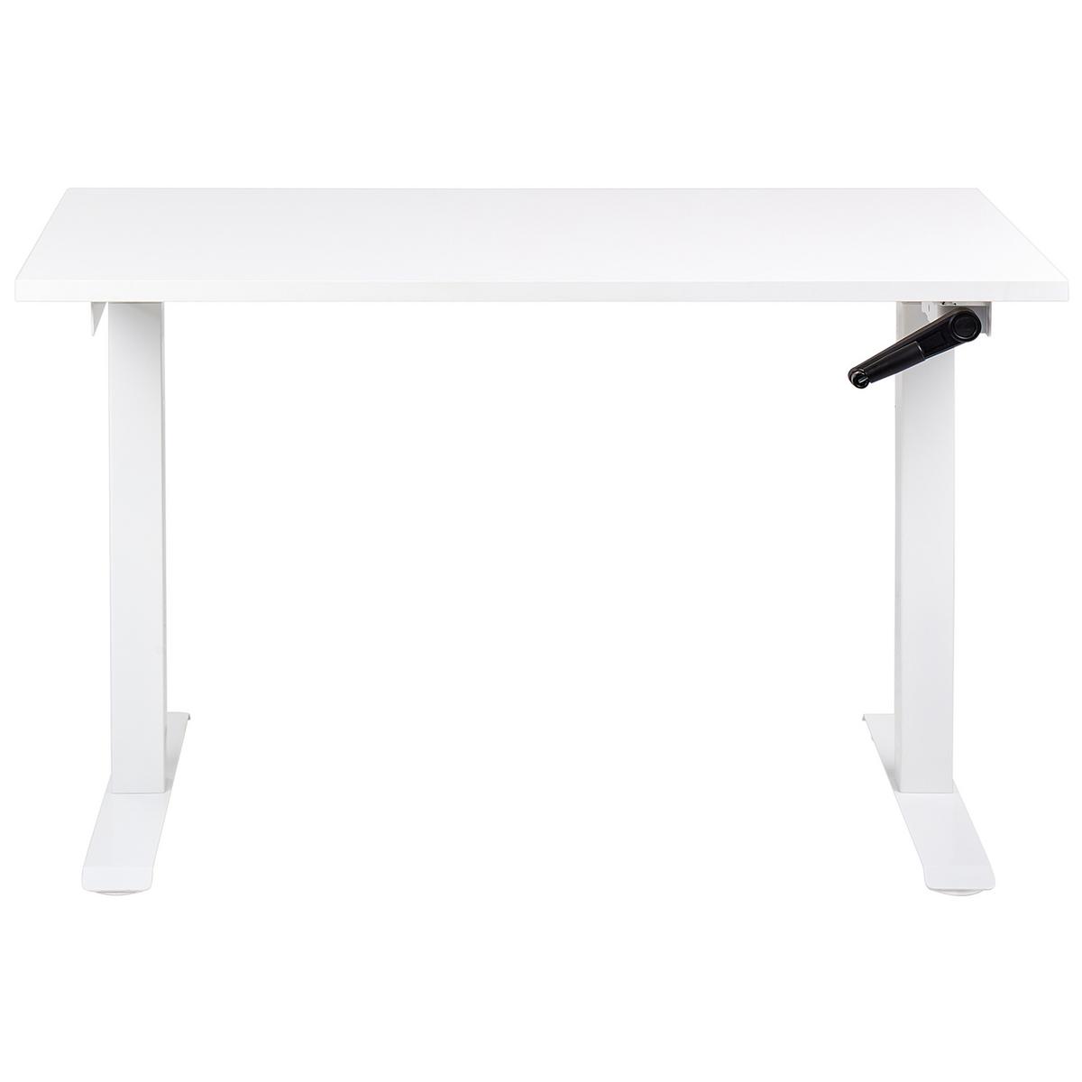 SCHREIBTISCH weiß 120/72 cm manuell höhenverstellbar Destin III - Weiß, Holz (120/72/74cm) - Beliani
