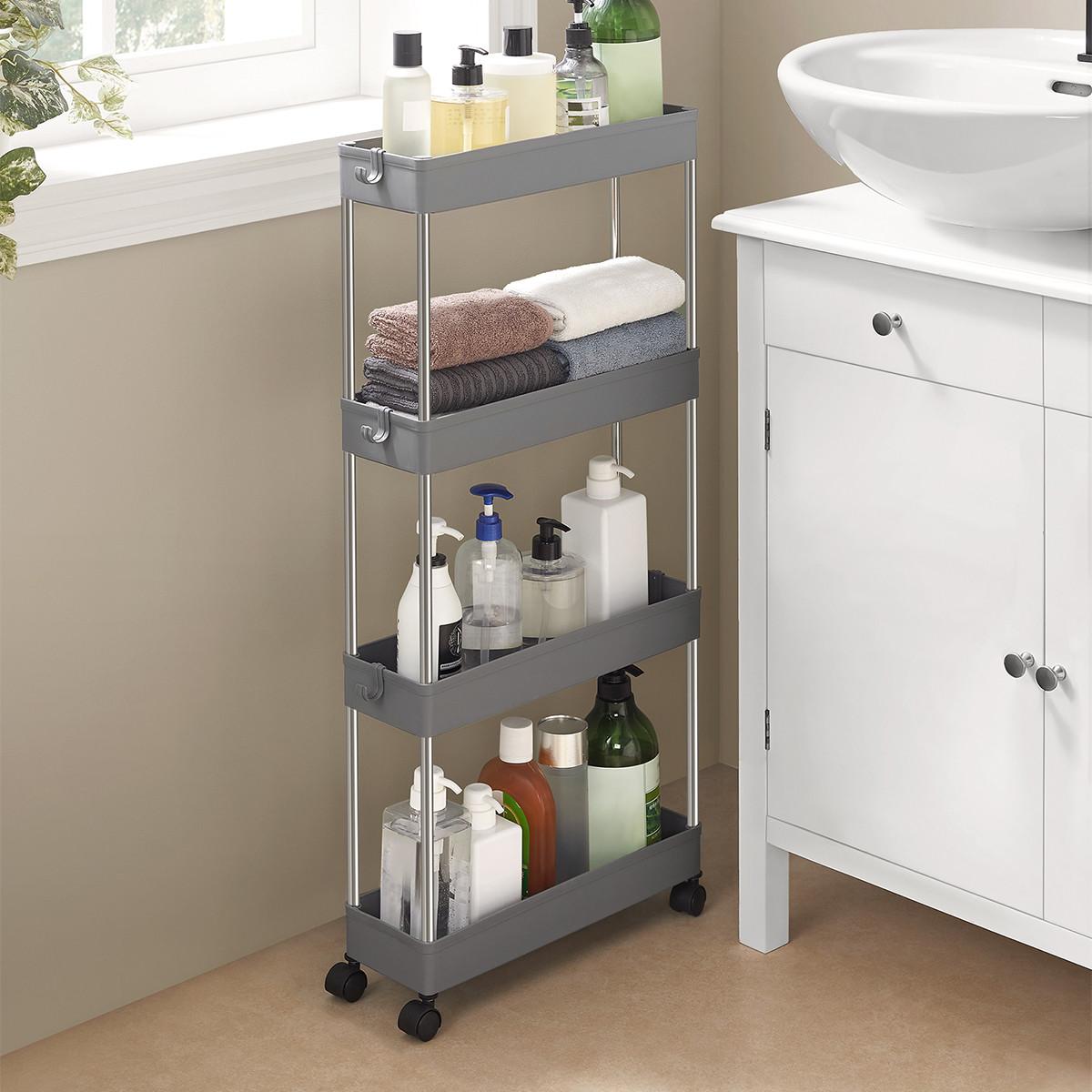 ROLLWAGEN mit 4 Etagen - H88 cm - Grau, Kunststoff (12.5/88/25cm) - Calicosy