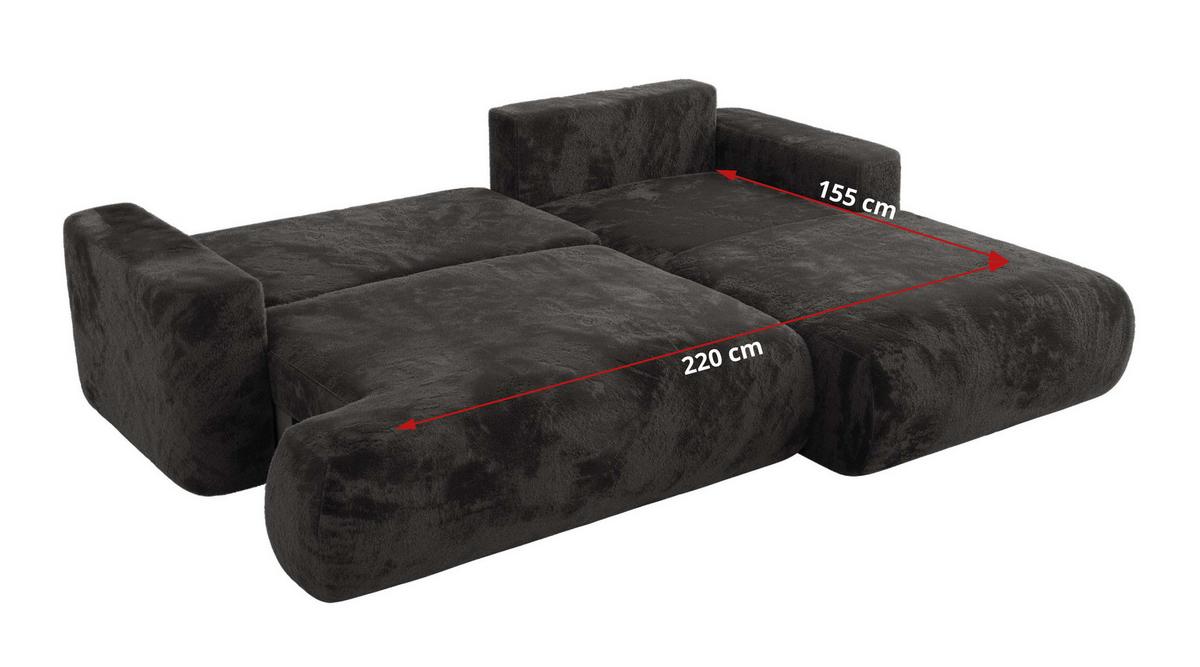 ECKSOFA OVO L Dunkelgrau Plüsch - Rechts Seite - Dunkelgrau/Schwarz, Kunststoff/Textil (195/271cm) - MKS