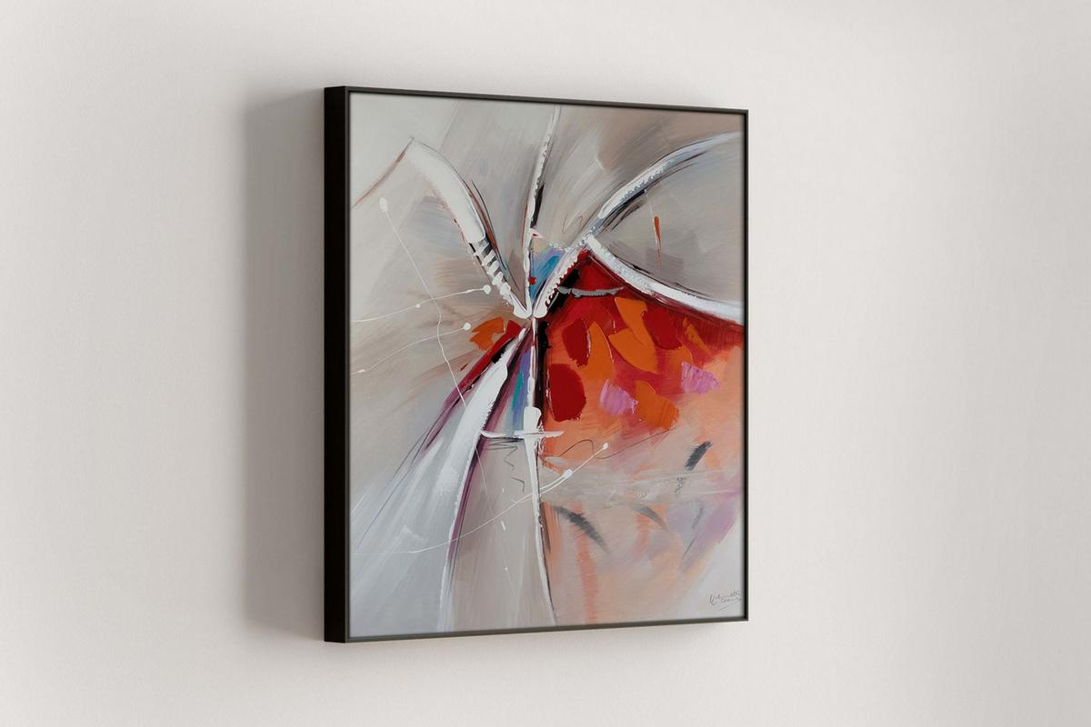 ACRYLBILD HANDGEMALT 80/80 cm - Rot/Weiß, Holz/Textil (80/80cm) - KUNSTLOFT
