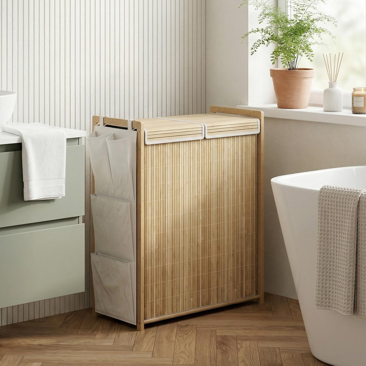 WÄSCHESAMMLER Bambus Naturholz - Naturfarben, Naturmaterialien (33/78/63cm) - HOMCOM