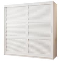 SCHWEBETÜRENSCHRANK 200/180/62 2-türig - Silberfarben/Weiß, Holz/Kunststoff (180/200/62cm) - MÖBEL KRYSPOL