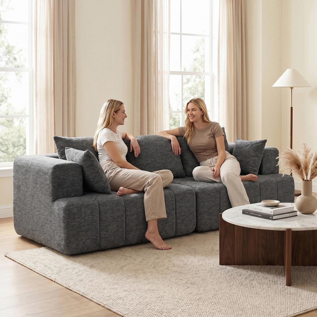 3-SITZER-SOFA Polyester Grau - Grau, Textil (104/87/248cm) - HOMCOM