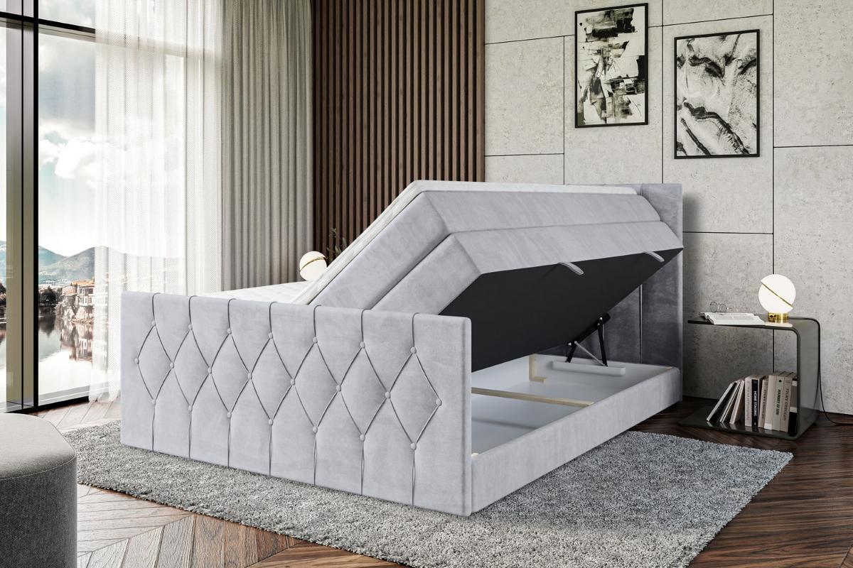 BOXSPRINGBETT VELANTO-Z KING - 120 x 200 - H3/H4 - Hellgrau - Hellgrau, Holzwerkstoff (120/200cm) - ALTDECOR