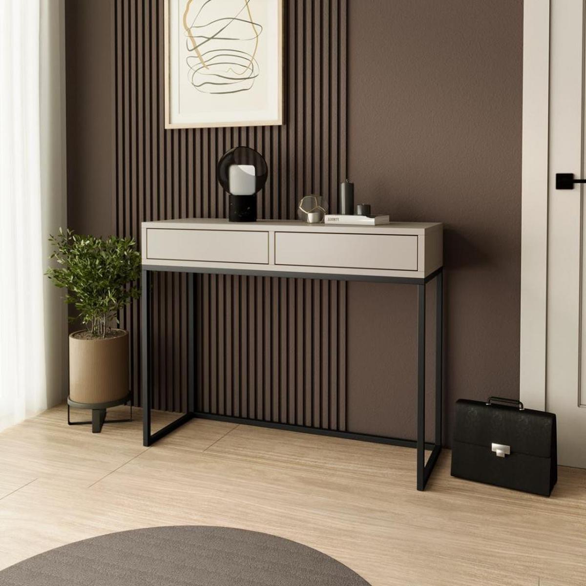 KONSOLENTISCH Lango 100/85/35 kaschmir mit schwarzen Metallbeinen - Kaschmir/Schwarz, Holzwerkstoff/Metall (35/100/85cm) - Beautysofa