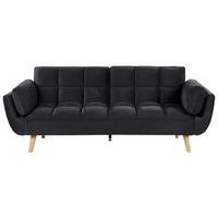 3-SITZER-SCHLAFSOFA Samtstoff Schwarz Asby - Schwarz, Textil (218/82/83cm) - Beliani