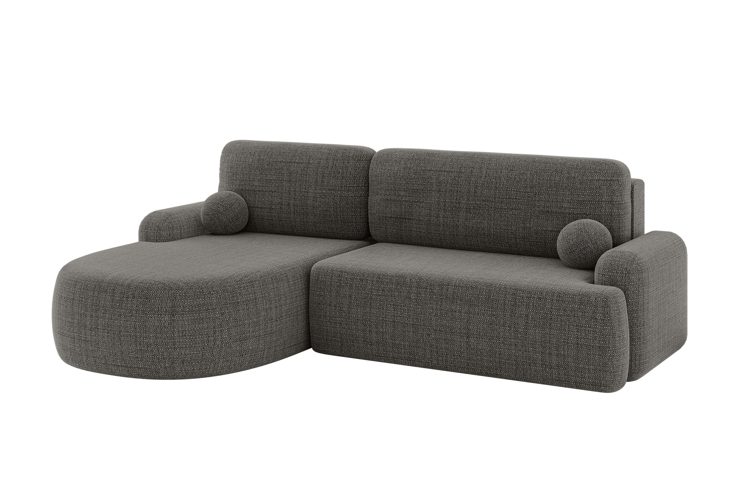 ECKSOFA mit Schlaffunktion und Bettkasten LIRA-L - 264x172x89 Grau - Grau, Holzwerkstoff/Textil (264/172cm) - ALTDECOR