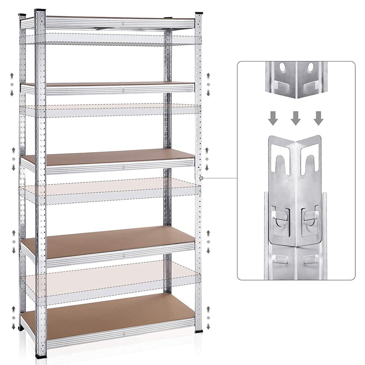 REGALE mit 5 Regalebenen und verstellbaren Brettern - H180 cm - Set aus 2 - Grau, Holzwerkstoff (40/180/9.3cm) - Calicosy