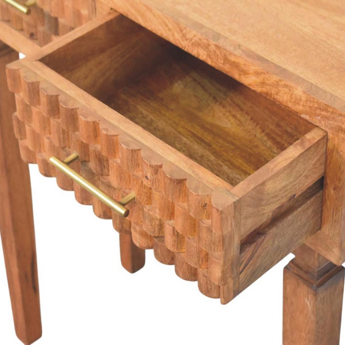 KONSOLENTISCH Golden-Teak-Finish, 2 Schubladen, Hellbraun - Braun, Holz (80/35/82cm) - Artisan Furniture