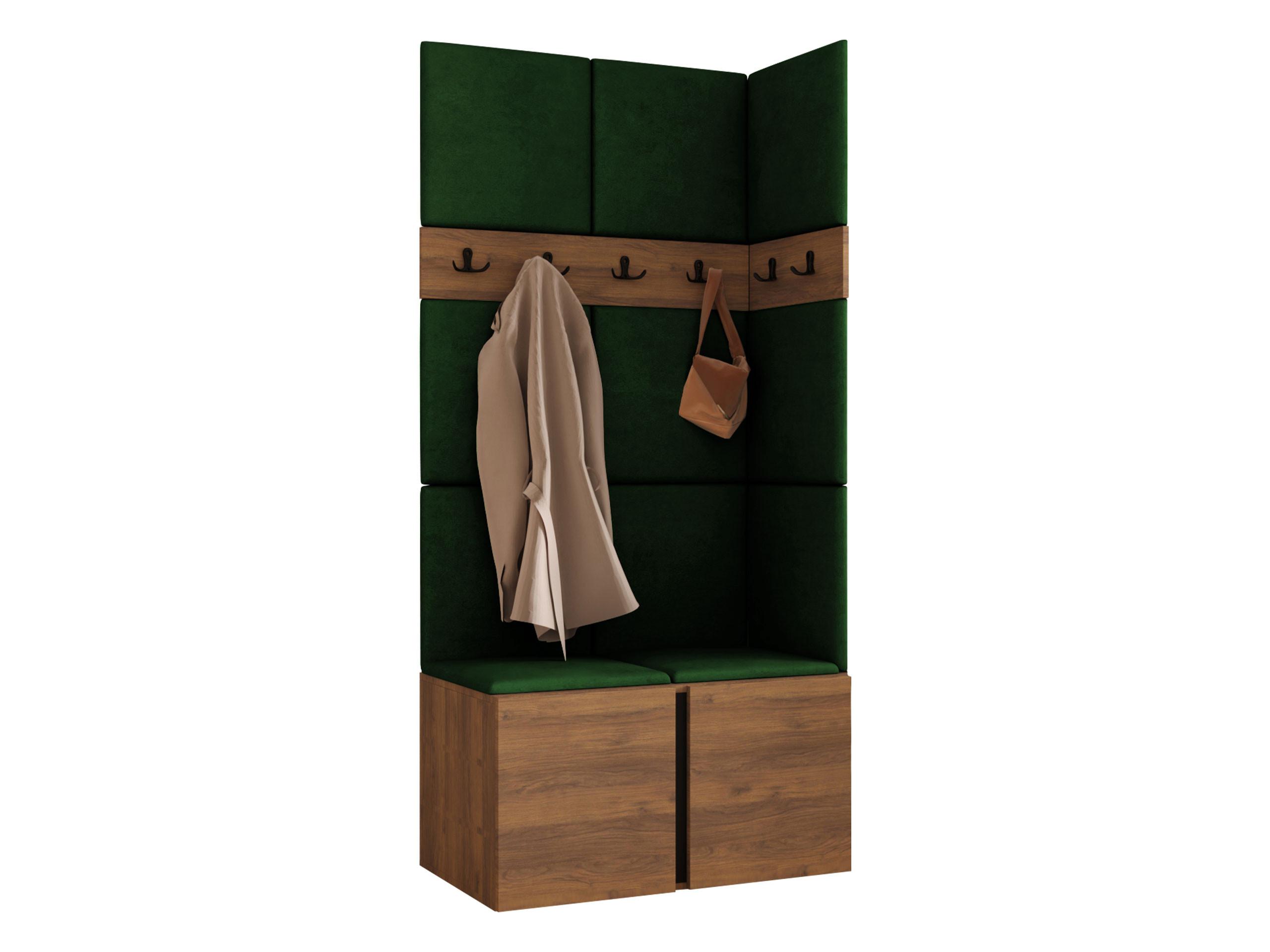 GARDEROBEN-SET Orion I - Nussbaumfarben/Grün, Holzwerkstoff/Kunststoff (84/186/46cm) - MIRJAN24
