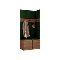 GARDEROBEN-SET Orion I - Nussbaumfarben/Grün, Holzwerkstoff/Kunststoff (84/186/46cm) - MIRJAN24