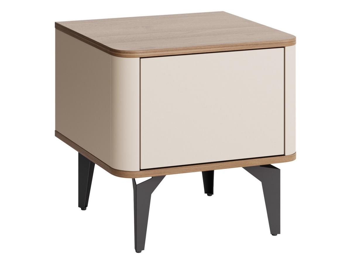NACHTTISCH Aurena AU10 - Kaschmir/Nussbaumfarben, Holzwerkstoff/Metall (48/47/41cm) - MIRJAN24