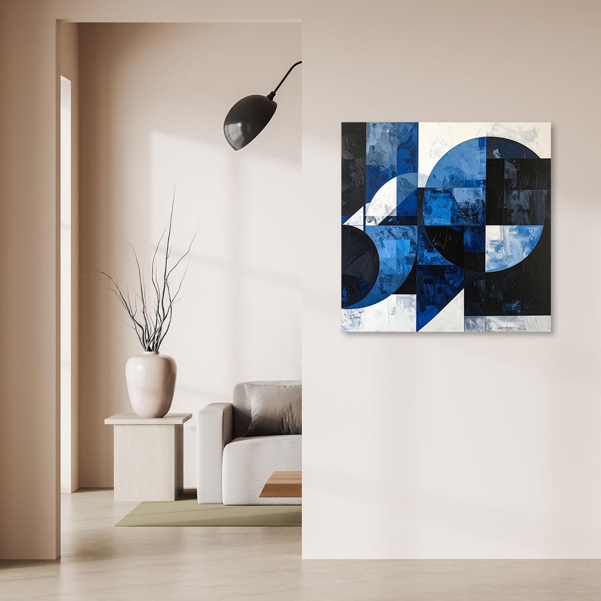 LEINWANDBILD 3D und geometrisch 50x50cm - Blau, Textil (50/50cm) - Feeby