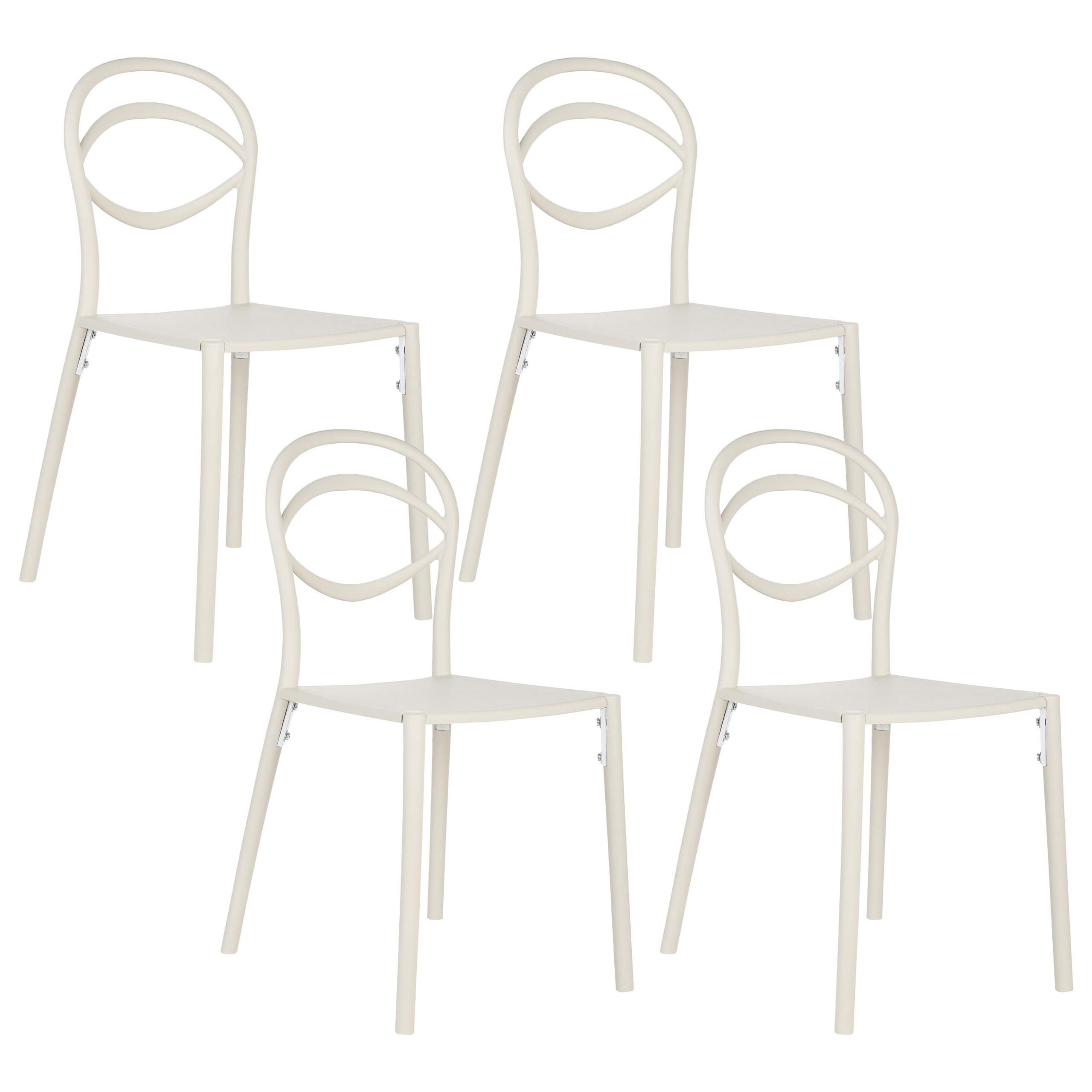 GARTENSTUHL 4er-Set Cremeweiß Covolo - Weiß, Kunststoff (50/86/52cm) - Beliani