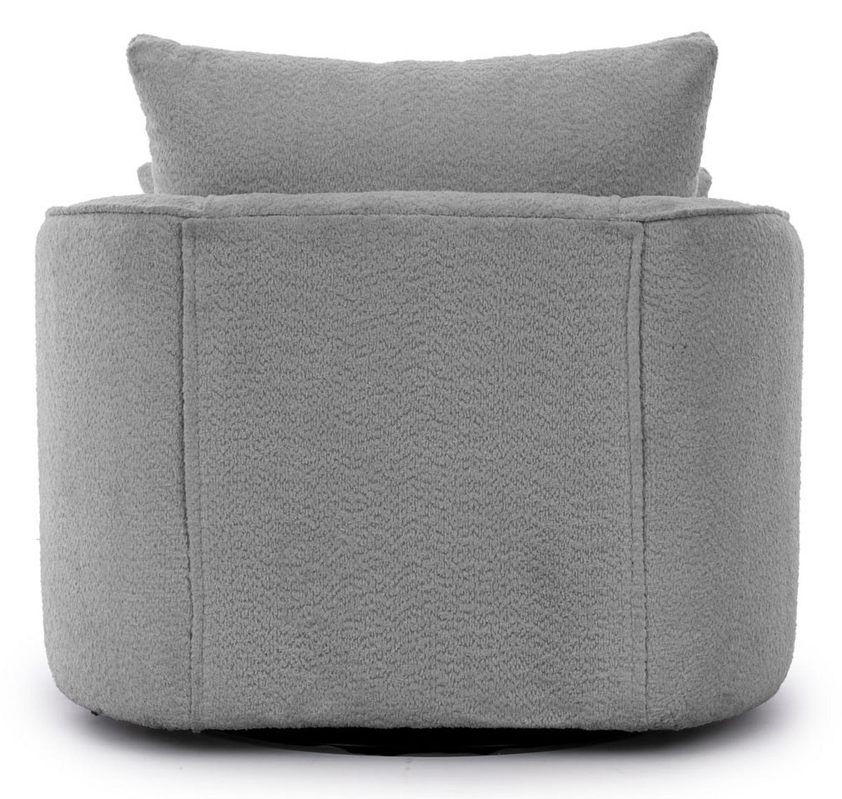 DREHSESSEL Ted aus Grau Boucle-Stoff - Schwarz/Grau, Holz/Textil (107/94/100cm) - S-Style Möbel