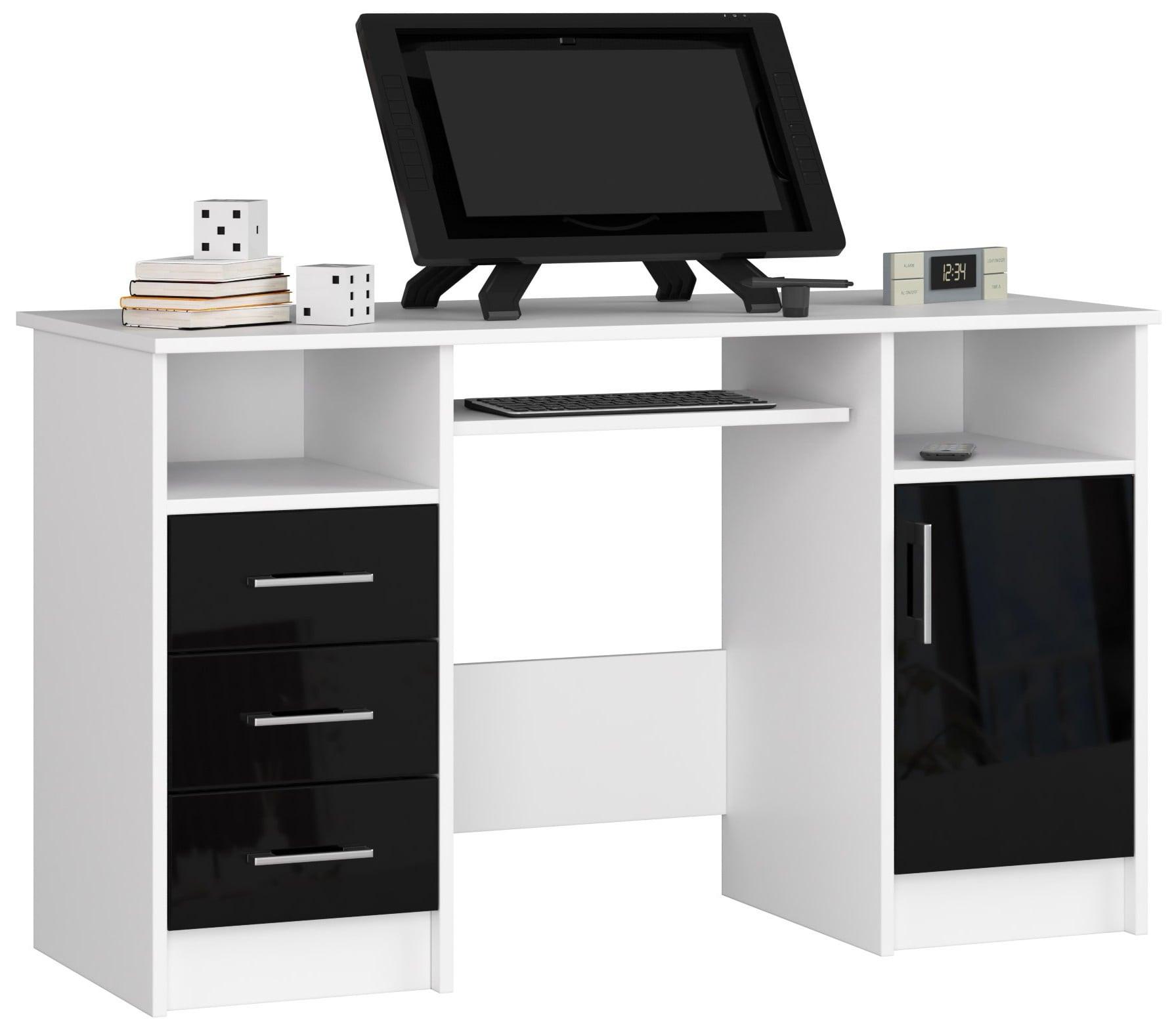 SCHREIBTISCH Weiß, Schwarz Glanz 74/124/52 - Weiß, Holzwerkstoff (124/52/74cm) - RAUMHIRSCH FURNITURE