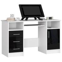 SCHREIBTISCH Weiß, Schwarz Glanz 74/124/52 - Weiß, Holzwerkstoff (124/52/74cm) - RAUMHIRSCH FURNITURE
