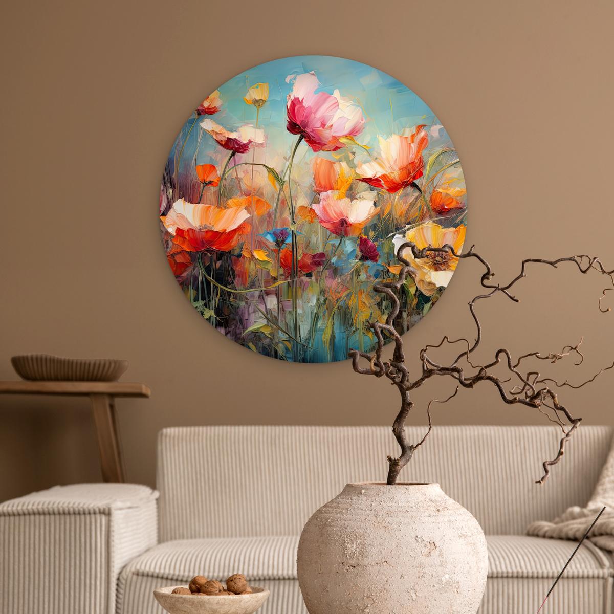 WANDBILD Blumen - Aquarell - Kunst - Botanisch - Natur Wanddeko Schlafzimmer 60x60 cm - Orange, Kunststoff (60/60cm) - MuchoWow