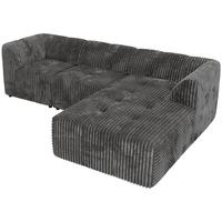 ECKSOFA VORITA L 3M - Grau Cord - Rechts Seite - Schwarz/Grau, Kunststoff/Textil (176/267cm) - MKS