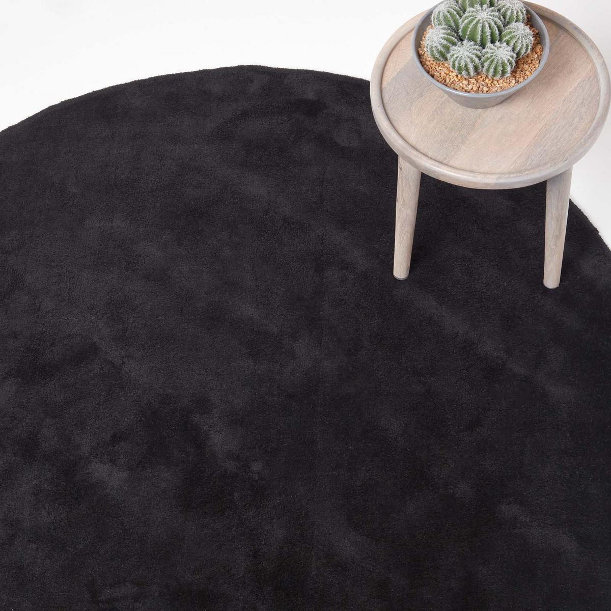 KURZFLOR-TEPPICH rund getuftet 150 cm - Schwarz, Textil (150/150cm) - Homescapes
