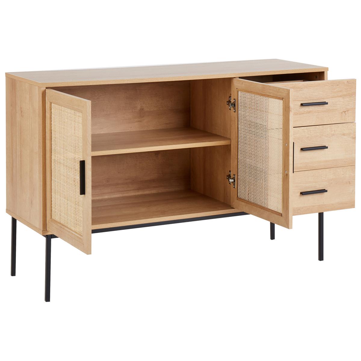 SIDEBOARD mit 2 Türen Hellbraun Pasco - Braun, Holzwerkstoff (120/77/39cm) - Beliani