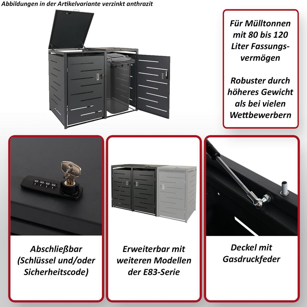 2ER-MÜLLTONNENVERKLEIDUNG Anthrazit - Anthrazit, Metall (131/116/80cm) - MCW