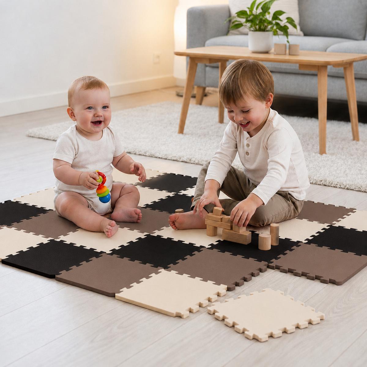 SPIELMATTE ab Null - 270/90 cm Puzzlematte Beige - Multicolor, Kunststoff (30/30cm) - Littletom