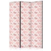 PARAVENT Beidseitig Bedruckter 3-tlg 135x172 cm Rosa Blumen - Rosa, Holz/Textil (135/172/3cm) - Muralo