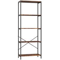 BÜCHERREGAL Standregal mit 5 Ebenen Büroregal Braun - Schwarz/Braun, Metall (35/161/79cm) - HOMCOM