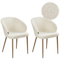 ESSZIMMERSTUHL 2er-Set Cremeweiß Mason - Weiß/Braun, Textil (57/82/45cm) - Beliani