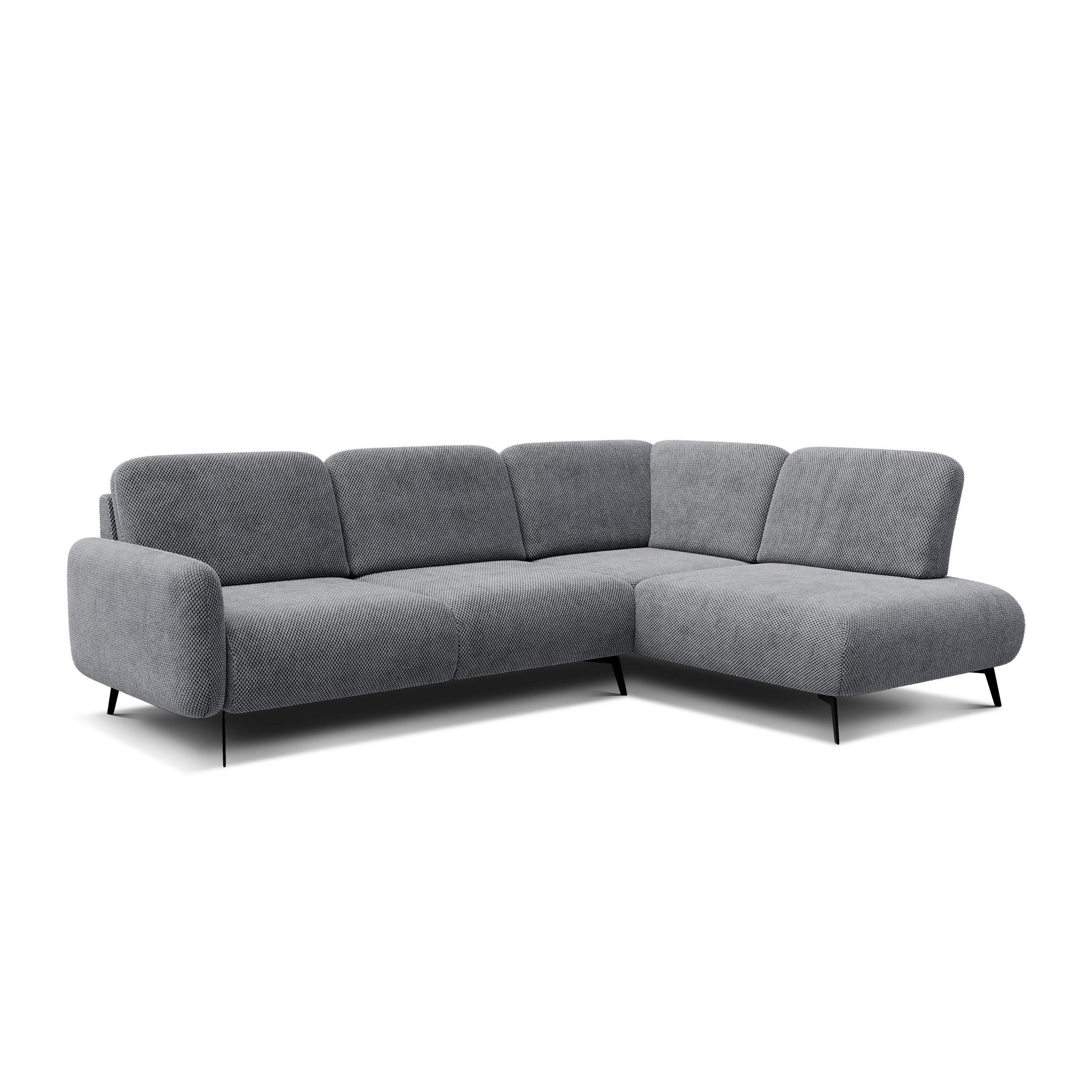 ECKSOFA FEBE 5-Sitzer rechts, grau - Schwarz/Grau, Holz/Textil (271/190cm) - Wozimo