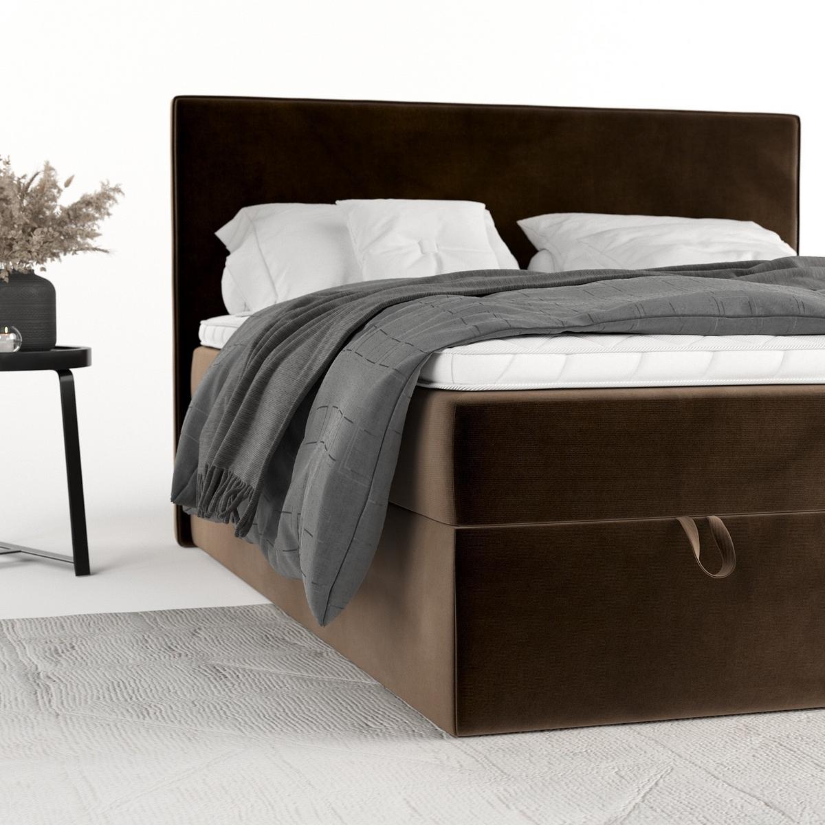 BOXBETT Velma 180/200 cm Braun im Kronos Stoff - Schwarz/Braun, Holz/Holzwerkstoff (180/200cm) - AltaBeds