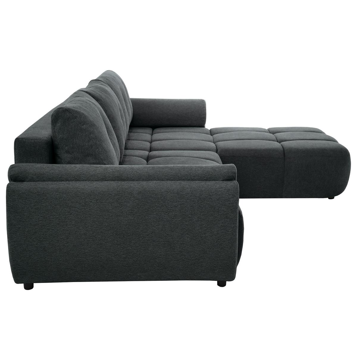 ECKSOFA Massimo, universelle Eckschlafsofa 280 cm mit Schlaffunktion und Bettkasten, Anthrazit - Anthrazit, Textil (283/204cm) - Beautysofa