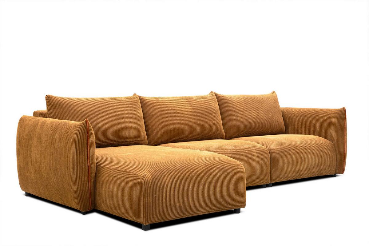 ECKSOFA TAUER 5-Sitzer, honig - Schwarz/Honig, Holzwerkstoff/Kunststoff (173/294cm) - Wozimo