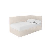 EINZELBETT Jugendbett mit Bettkasten Links, ohne Matratze - LOVY 100x200 Beige - Beige, Holzwerkstoff/Textil (100/200cm) - ALTDECOR