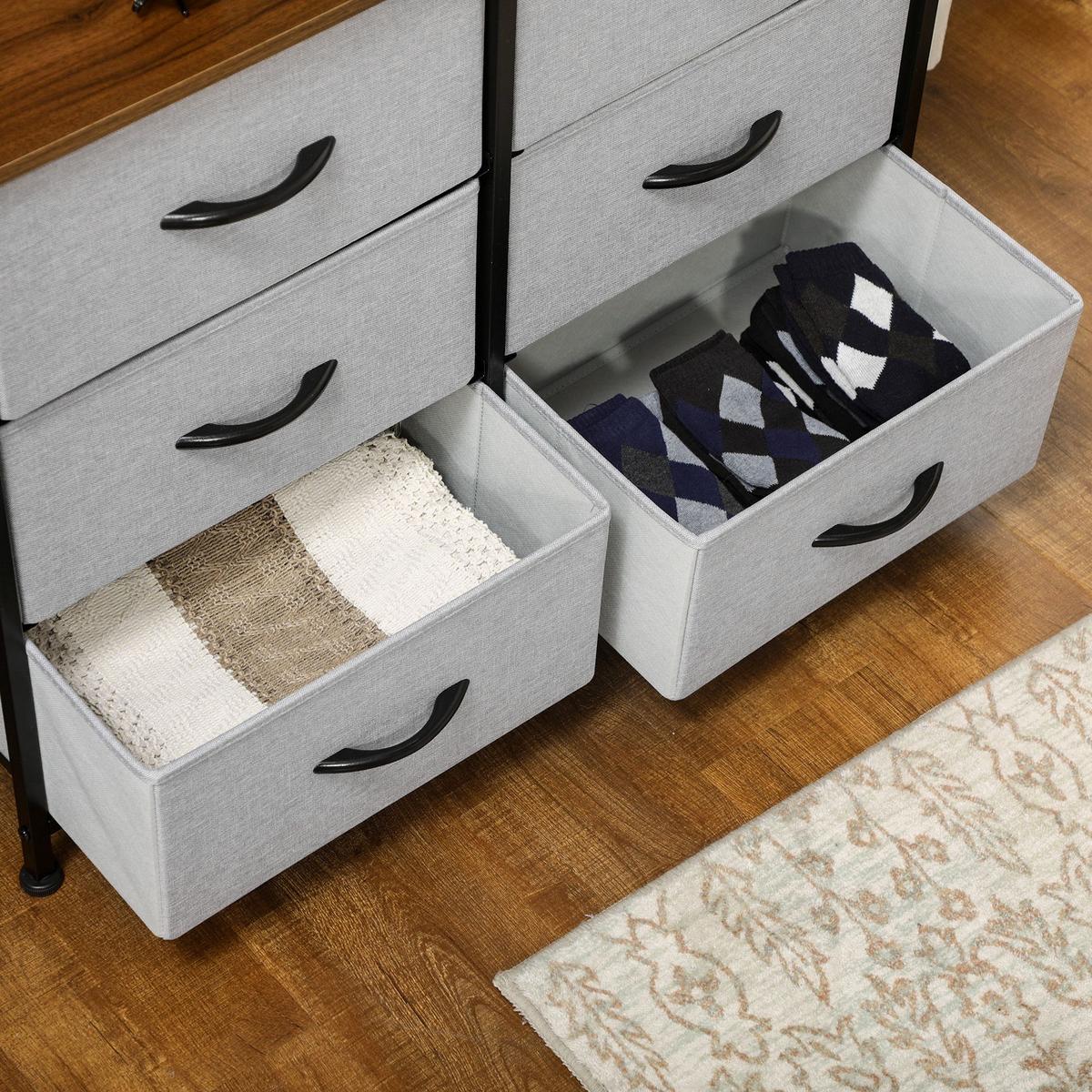 KOMMODE Sideboard, Griff, Grau - Grau, Textil (30/62.5/80cm) - HOMCOM